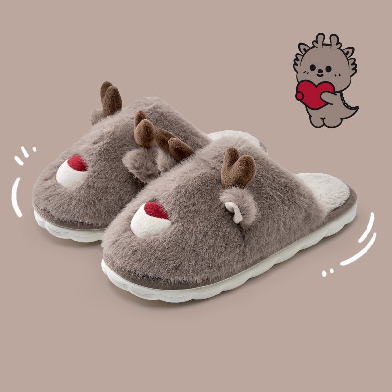 Cartoon Cotton Slippers Inner Velvet Insulated Cotton - padded Shoes - Santa Secret Sanctuary