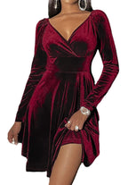 Autumn Festival Christmas Long Sleeve V - neck Dress - Santa Secret Sanctuary