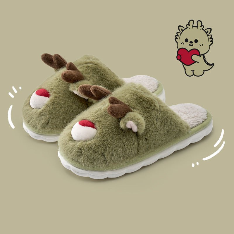 Cartoon Cotton Slippers Inner Velvet Insulated Cotton - padded Shoes - Santa Secret Sanctuary