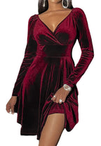 Autumn Festival Christmas Long Sleeve V - neck Dress - Santa Secret Sanctuary